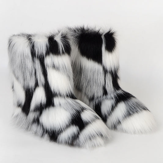 Women's Wool Fur Winter Plush Personalized Length Snow Boots
