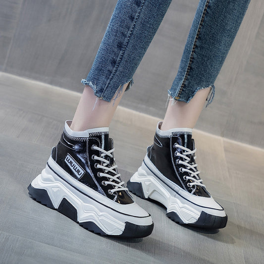 Women's & Men's High Top White Sports Winter Fleece-lined Trendy Casual Shoes