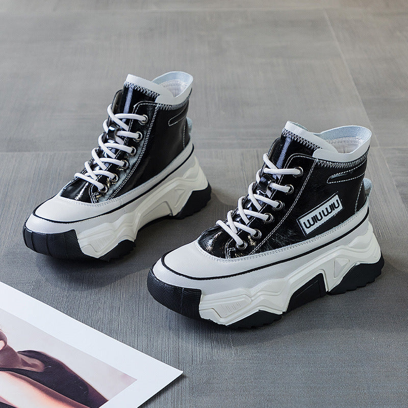 Women's & Men's High Top White Sports Winter Fleece-lined Trendy Casual Shoes