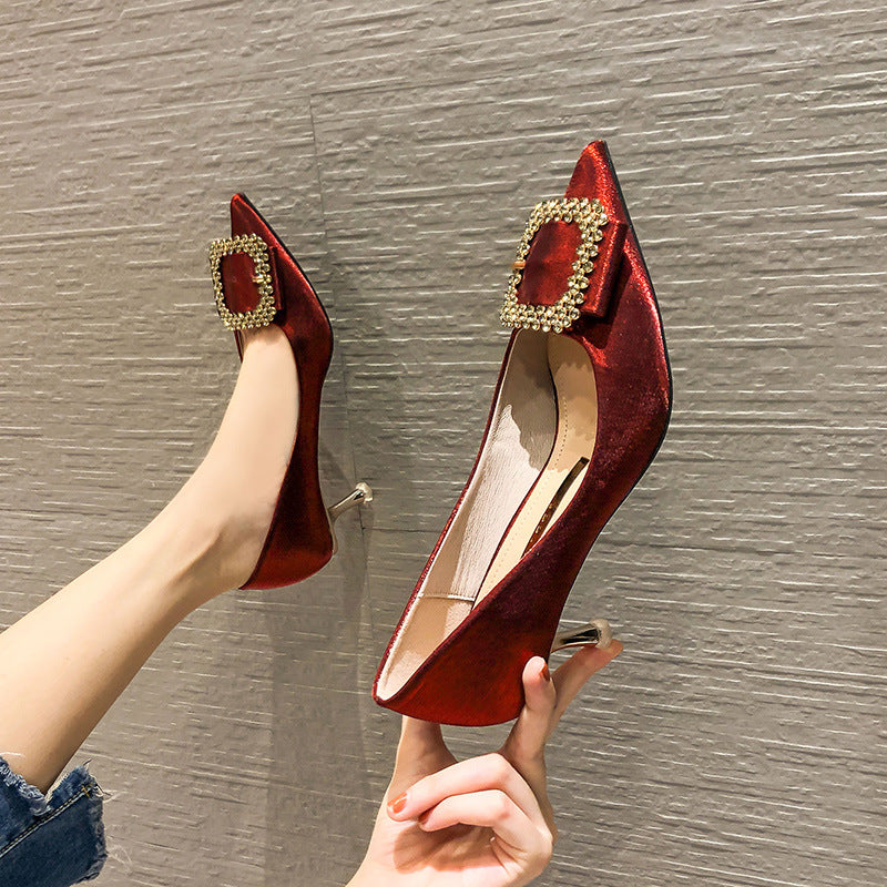 Rhinestone Style High Pointed Stiletto Shallow Women's Shoes