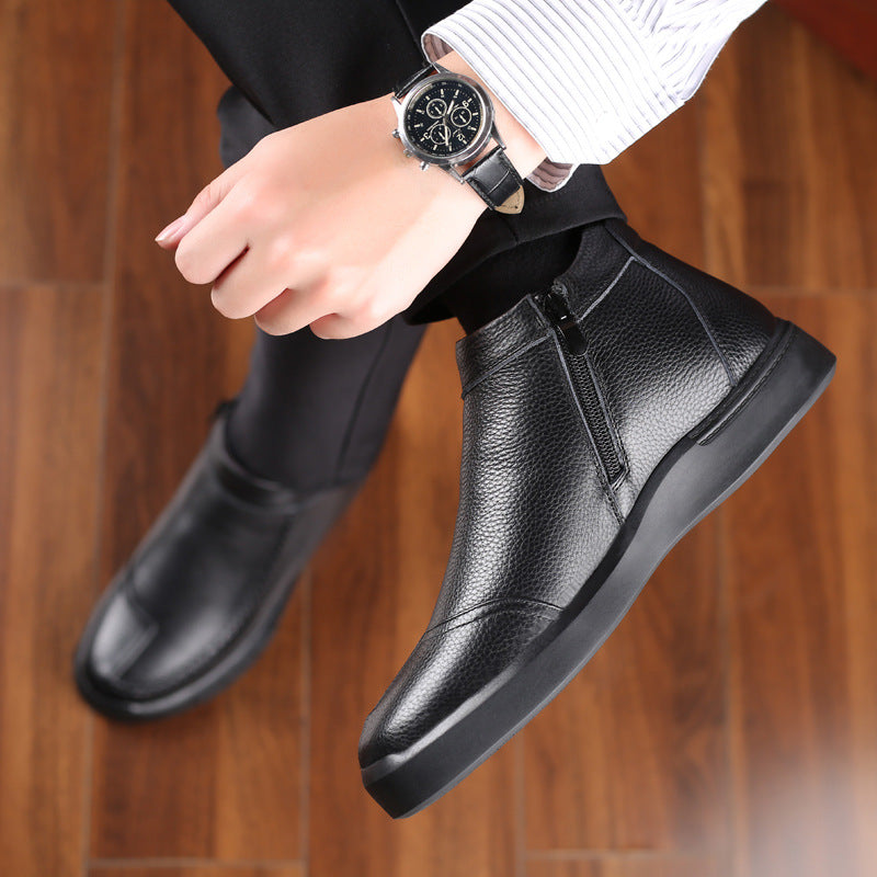 Men's Winter First Layer Cowhide Wool Cotton Men's Shoes