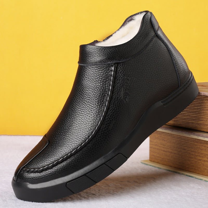 Men's Winter First Layer Cowhide Wool Cotton Men's Shoes