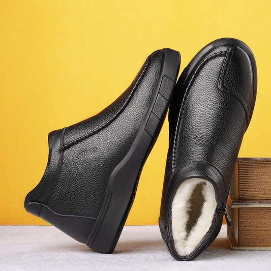Men's Winter First Layer Cowhide Wool Cotton Men's Shoes