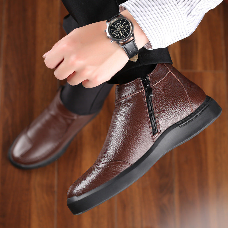 Men's Winter First Layer Cowhide Wool Cotton Men's Shoes