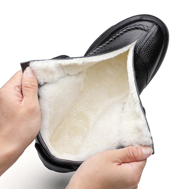 Men's Layer Cowhide Wool Cotton Genuine Plus Men's Shoes