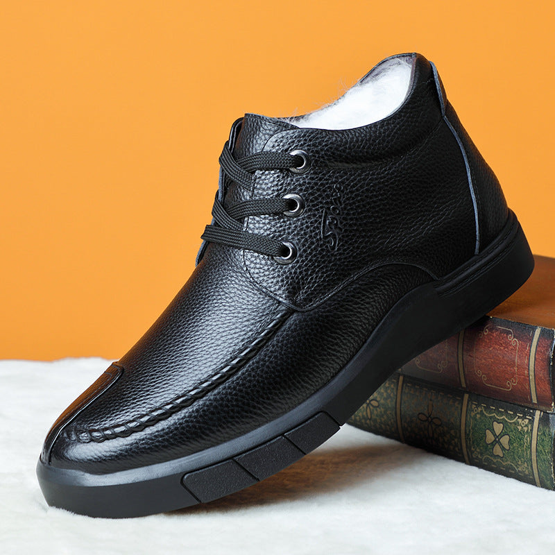 Men's Layer Cowhide Wool Cotton Genuine Plus Men's Shoes