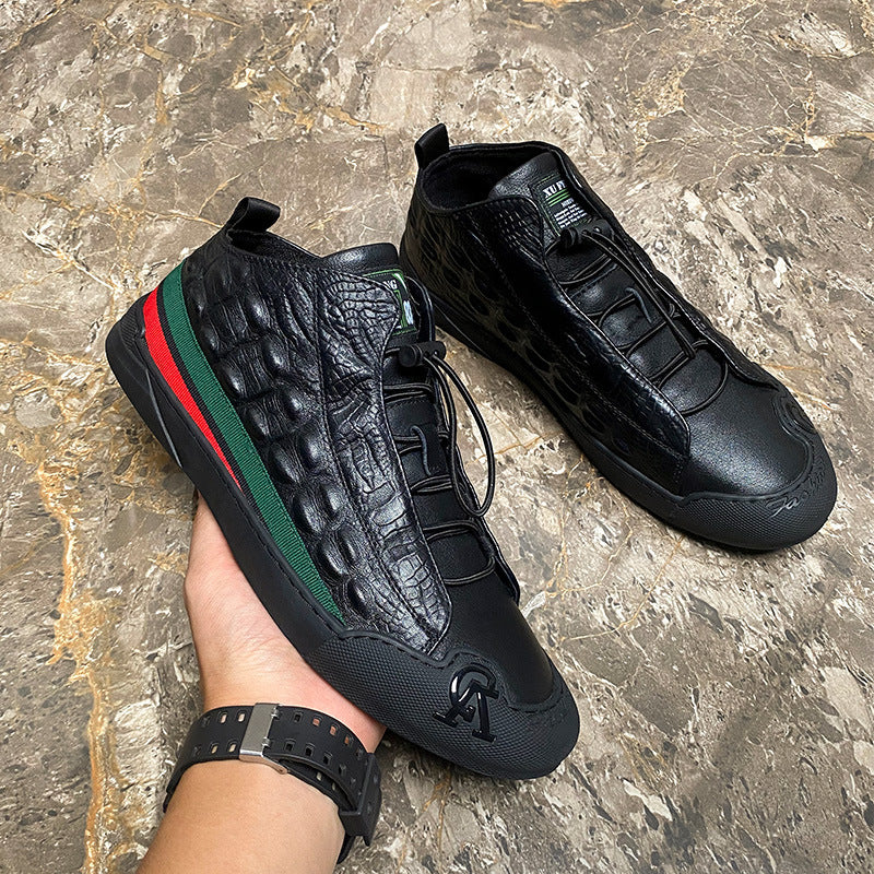 Men's Authentic Fashion Fast Hand Crocodile Pattern Boots
