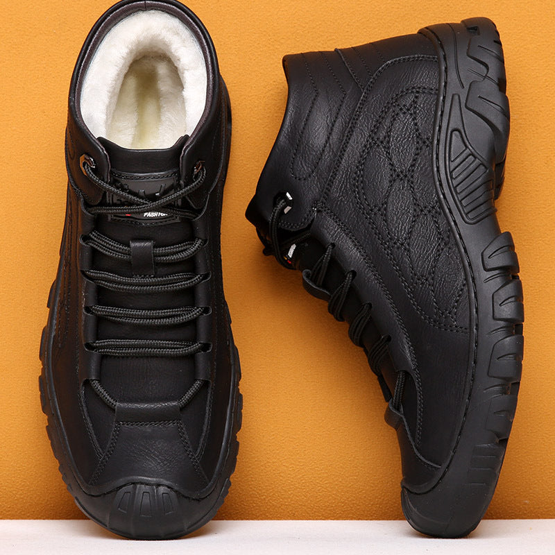 Men's Winter Cotton Genuine Warm Veet Padded Thickened Boots
