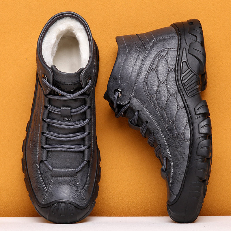 Men's Winter Cotton Genuine Warm Veet Padded Thickened Boots