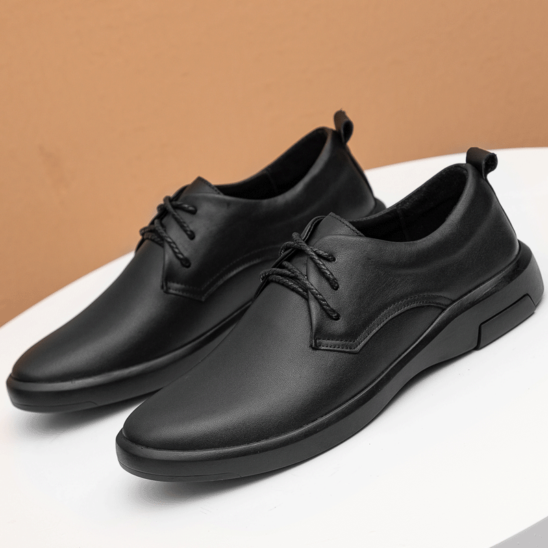 Men's Autumn Fashion Korean Suit Genuine Black Lace Leather Shoes