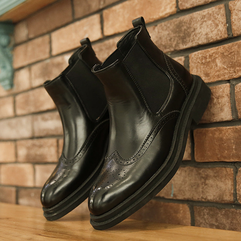 Men's Formal Wear Comfortable Brogue Sleeve Carved Boots