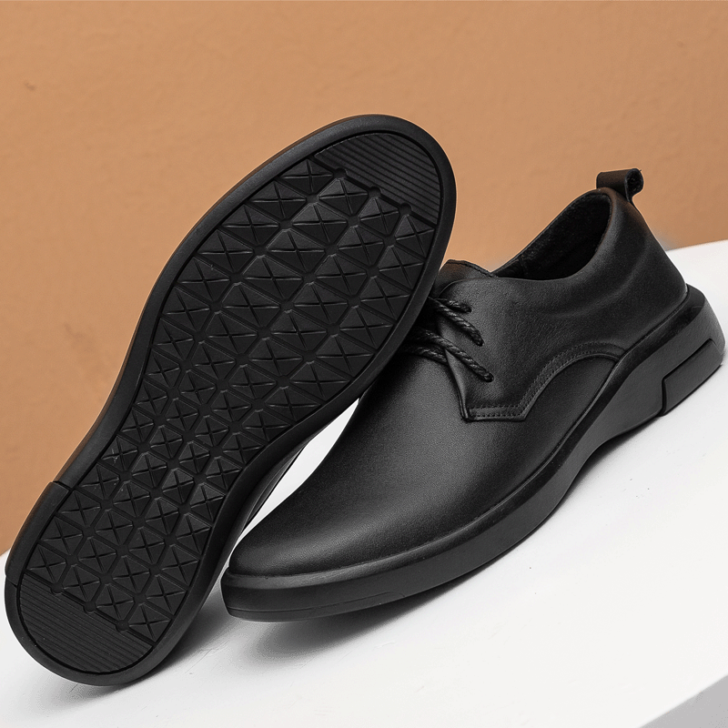 Men's Autumn Fashion Korean Suit Genuine Black Lace Leather Shoes