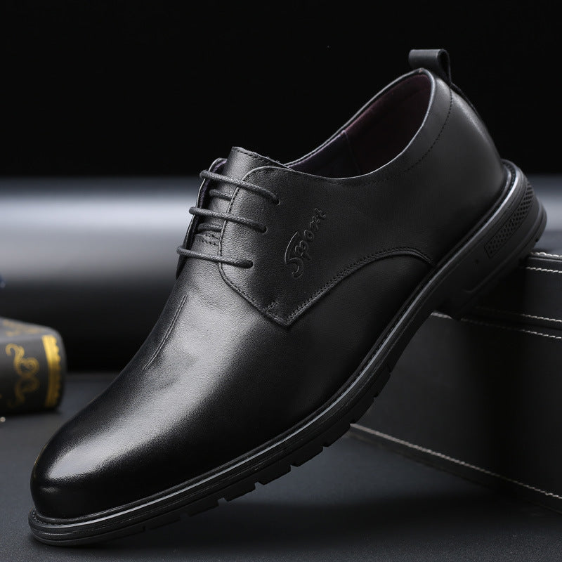 Men's Layer Cowhide Business Genuine Formal Pumps Soft Leather Shoes