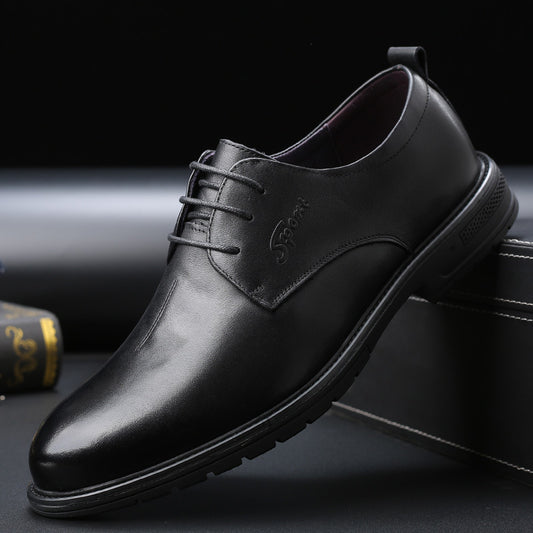 Men's Layer Cowhide Business Genuine Formal Pumps Soft Leather Shoes