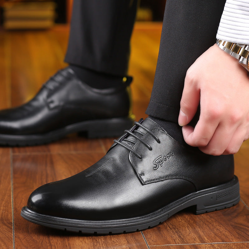 Men's Layer Cowhide Business Genuine Formal Pumps Soft Leather Shoes