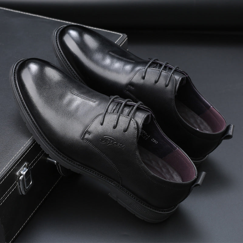 Men's Layer Cowhide Business Genuine Formal Pumps Soft Leather Shoes