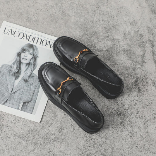 Women's Autumn British Style Fleece-lined Korean Thick Casual Shoes
