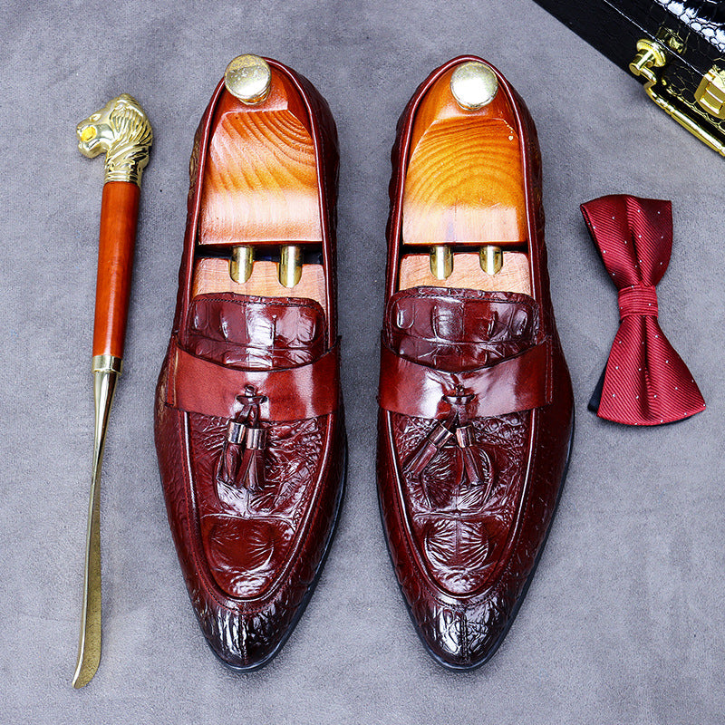 Men's Big Promotion Cowhide Formal British Pattern Embossed Sneakers