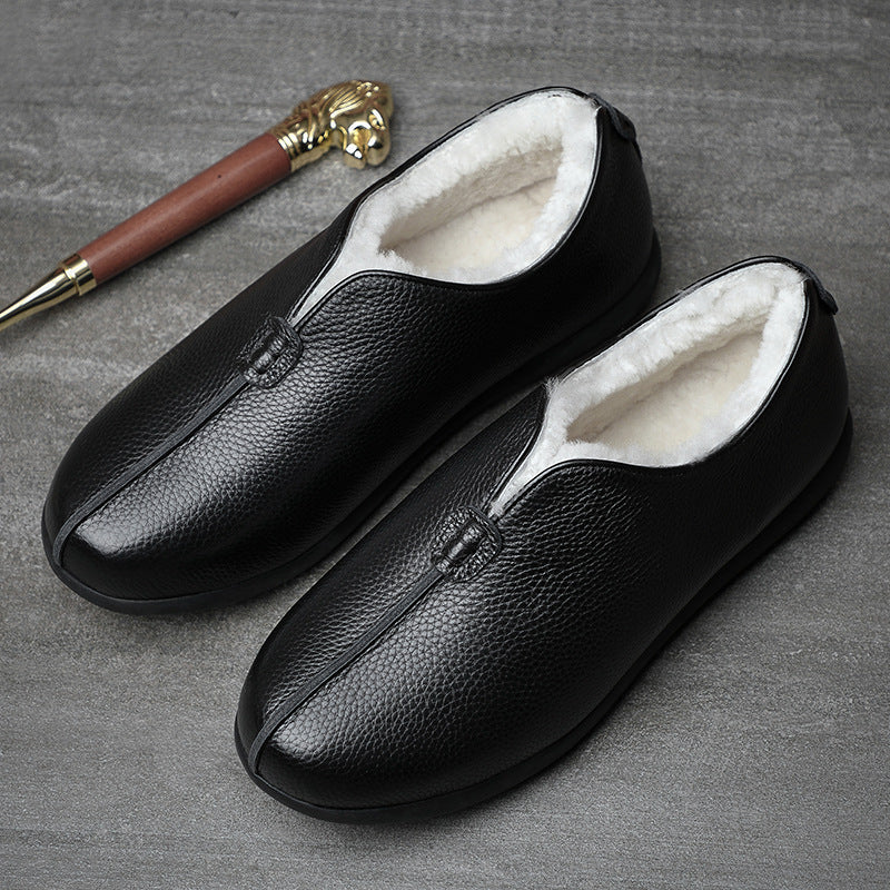 Men's Cotton Cloth Fleece-lined Warm Elderly Dad Men's Shoes