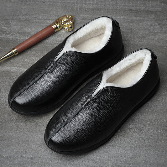 Men's Cotton Cloth Fleece-lined Warm Elderly Dad Men's Shoes