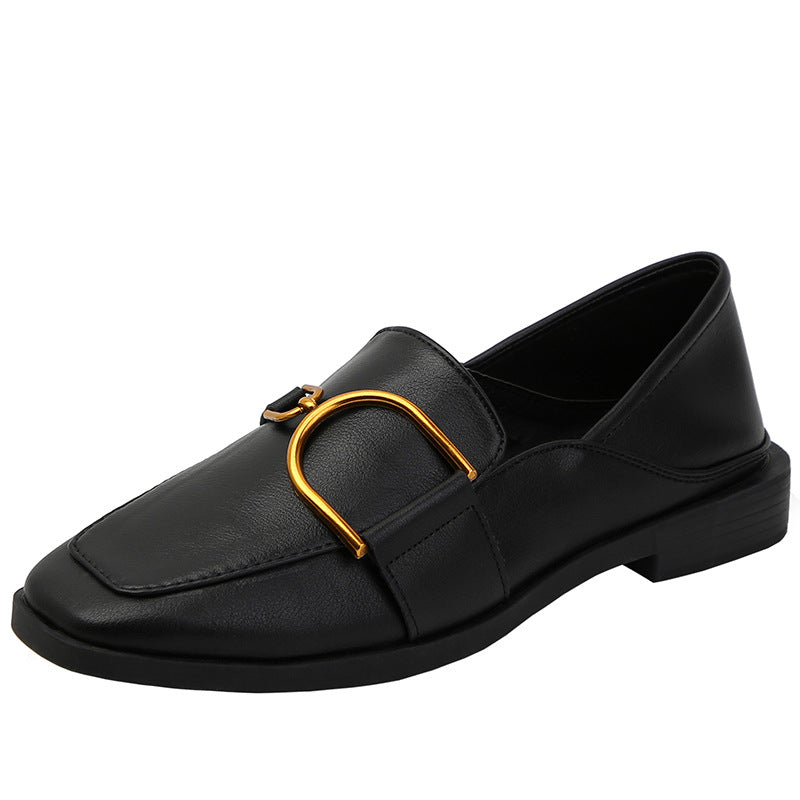 Women's Summer Flat Black Slip-on British Style Casual Shoes