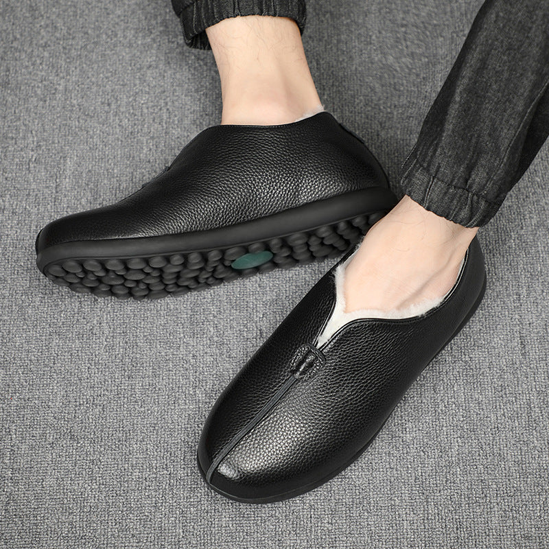 Men's Cotton Cloth Fleece-lined Warm Elderly Dad Men's Shoes