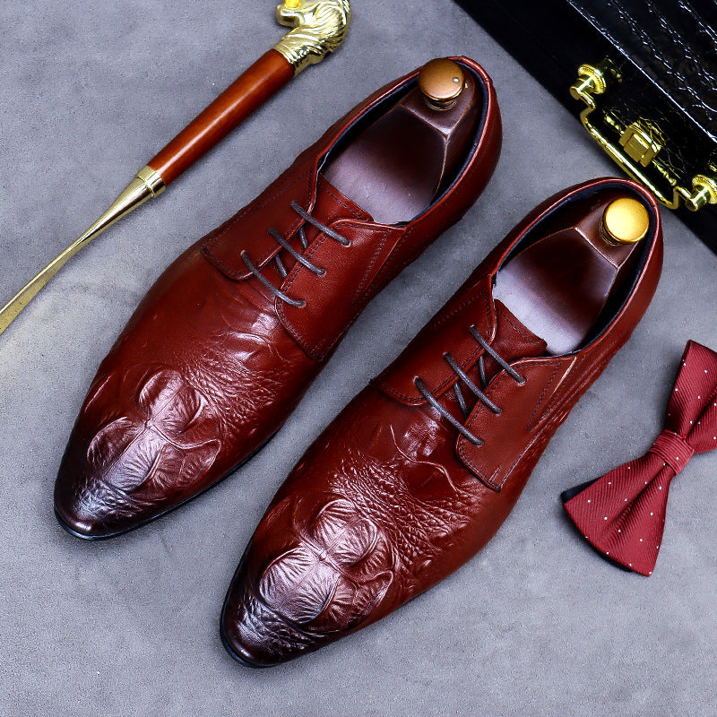 Men's Business Formal Wear Retro Genuine Large Size Leather Shoes