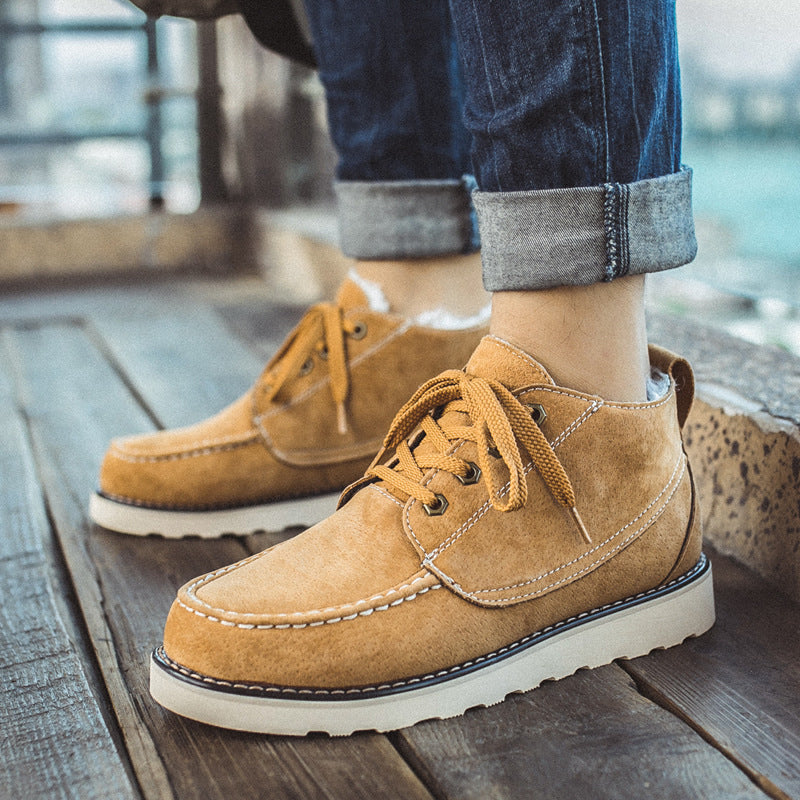 Men's Piece Short Warm British Cotton Fleece-lined Snow Boots