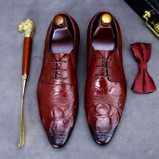 Men's Business Formal Wear Retro Genuine Large Size Leather Shoes