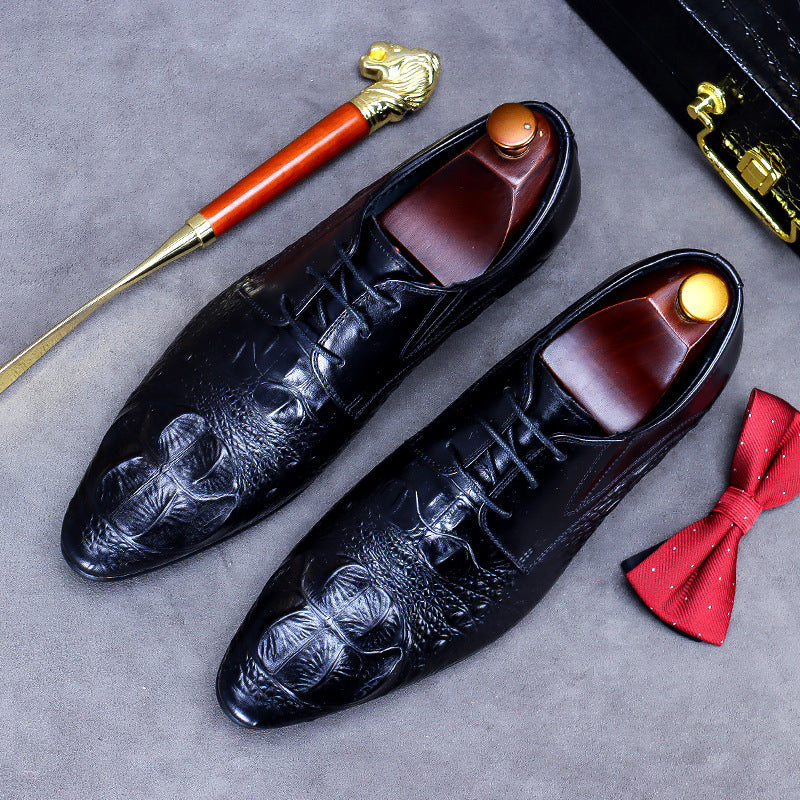 Men's Business Formal Wear Retro Genuine Large Size Leather Shoes