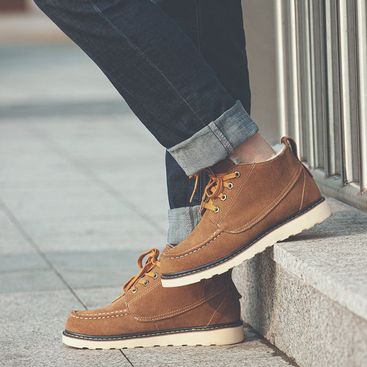 Men's Piece Short Warm British Cotton Fleece-lined Snow Boots