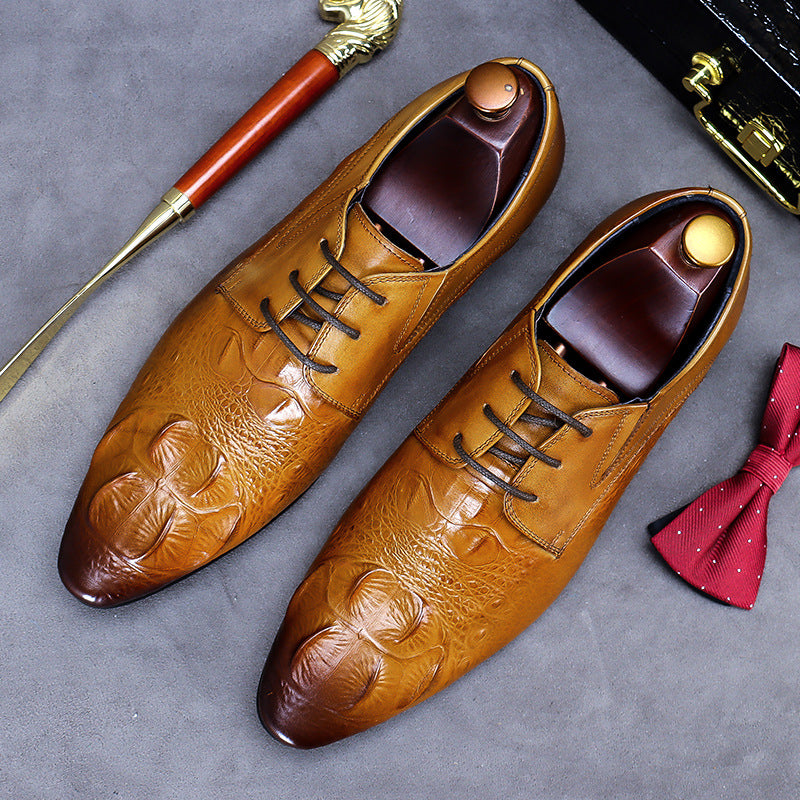 Men's Business Formal Wear Retro Genuine Large Size Leather Shoes