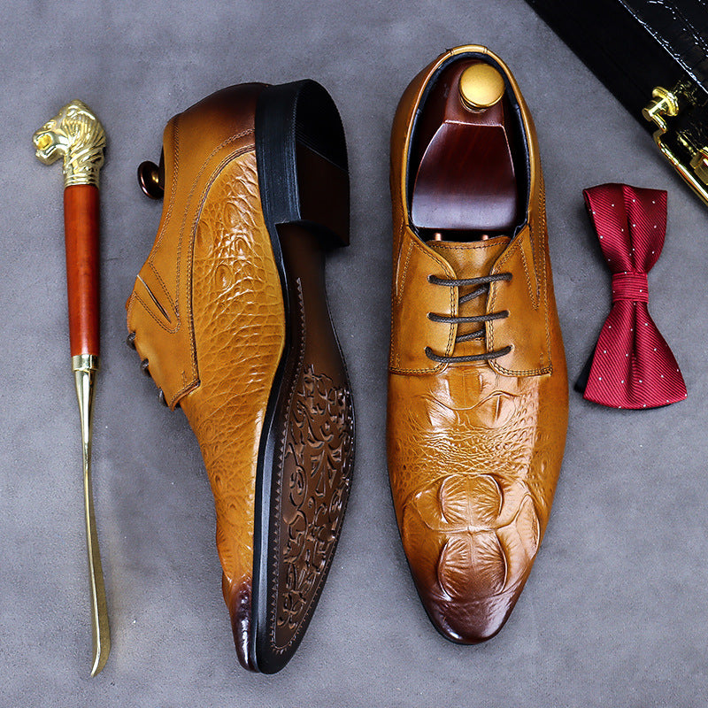 Men's Business Formal Wear Retro Genuine Large Size Leather Shoes