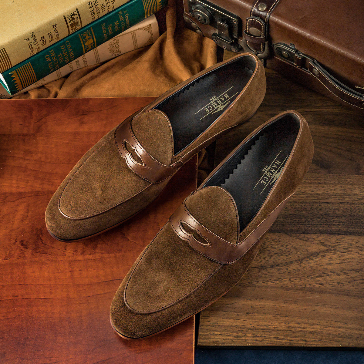 Men's Four Korean Style Penny Patchwork Cow Casual Shoes