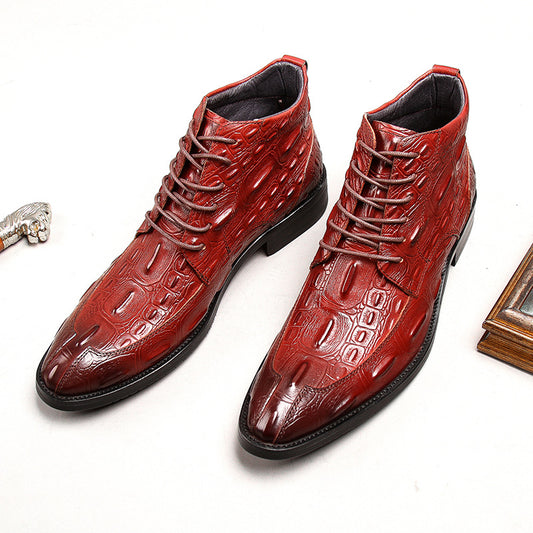 Men's Style Fashion Martin Middle Top Crocodile Pattern Boots