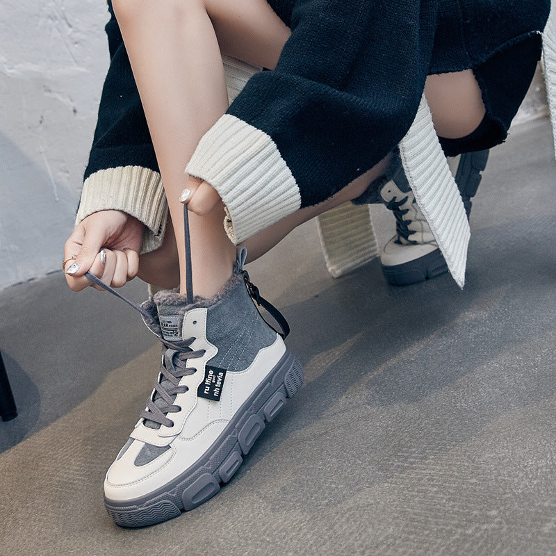 Women's Fleece-lined Platform Trendy Cotton Sports Board Women's Shoes