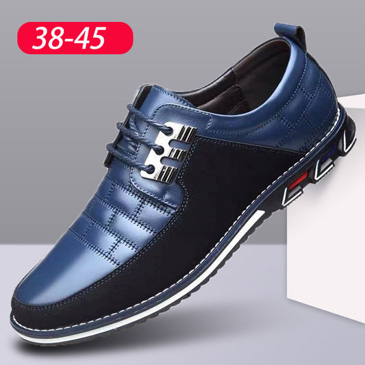 Men's Widened Fattened Extra Large Size Embroidery Leather Shoes