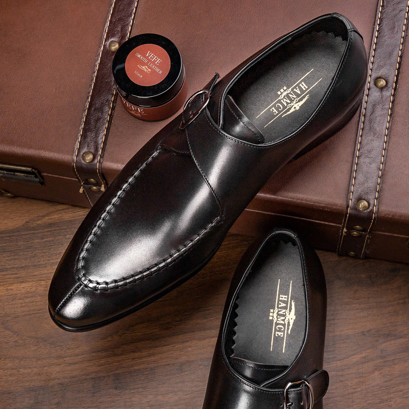 Men's Strength Quality Monk Cowhide Penny Business Leather Shoes