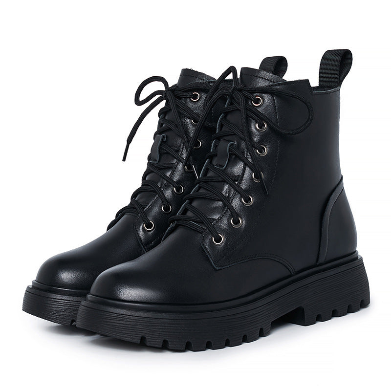 Women's Mid Chunky Waterproof Platform Wool Martin Snow Boots