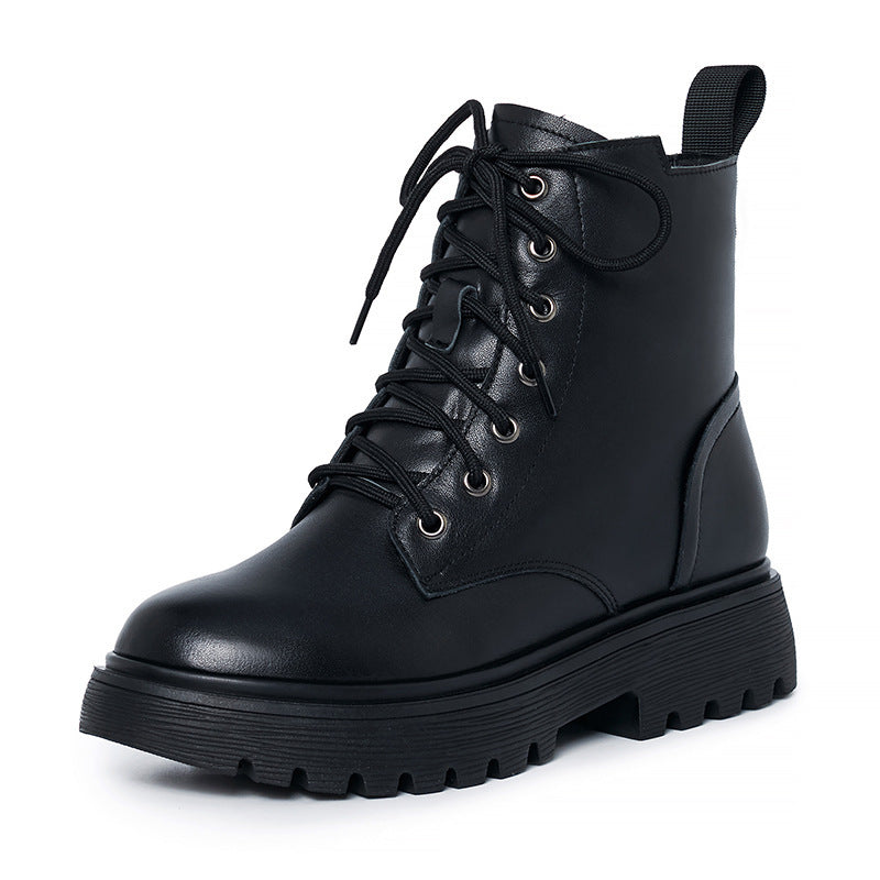 Women's Mid Chunky Waterproof Platform Wool Martin Snow Boots