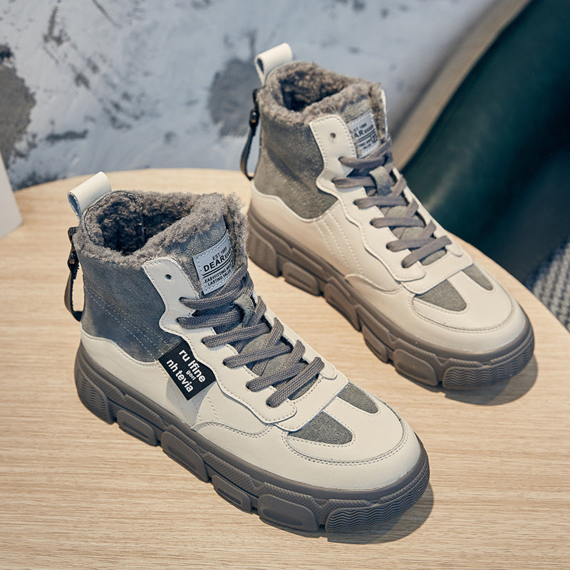 Women's Fleece-lined Platform Trendy Cotton Sports Board Women's Shoes