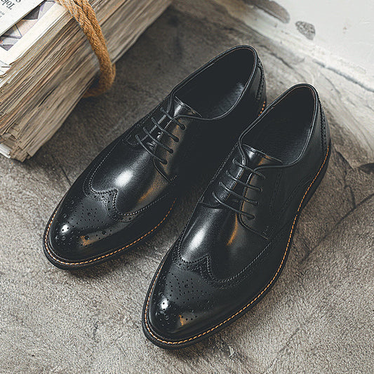 Men's British Style Brogue First Layer Calf Leather Shoes