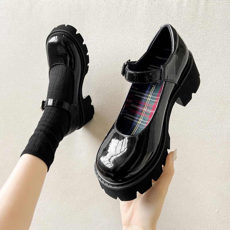 Women's Mary Jane Raise The Bottom Pumps Leather Shoes