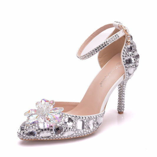 Plus Size Rhinestone Crystal Stiletto Sexy Sandals