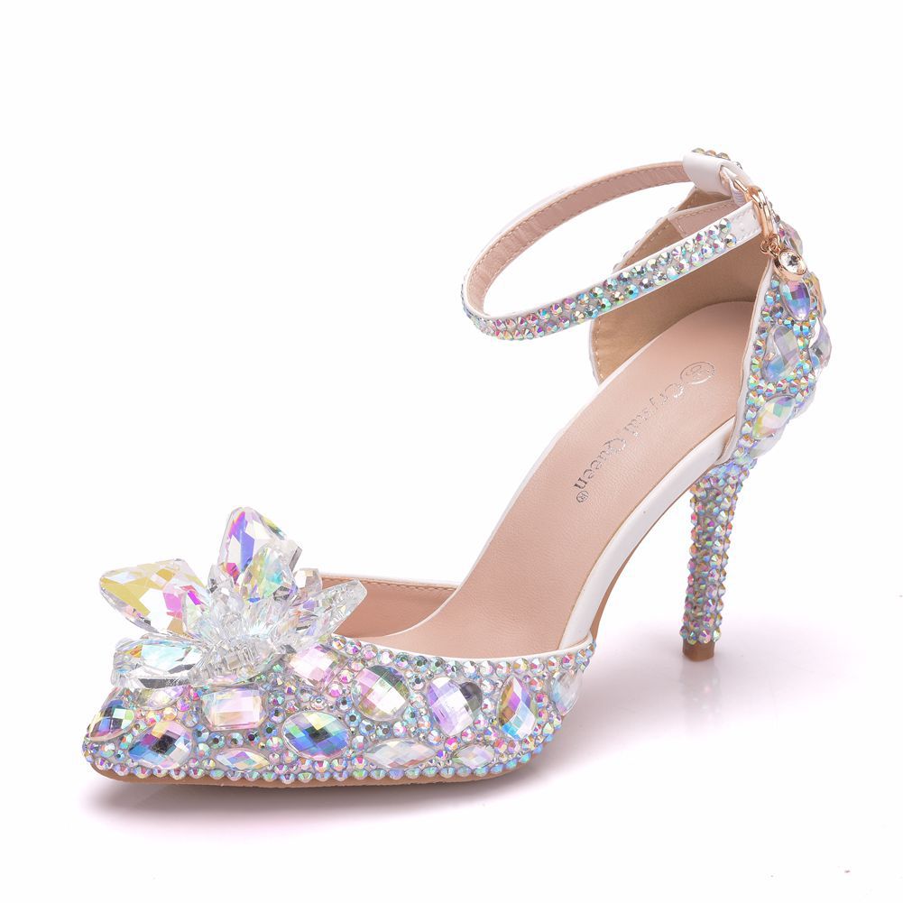 Plus Size Rhinestone Crystal Stiletto Sexy Sandals