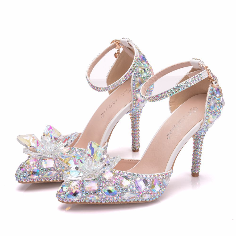 Plus Size Rhinestone Crystal Stiletto Sexy Sandals