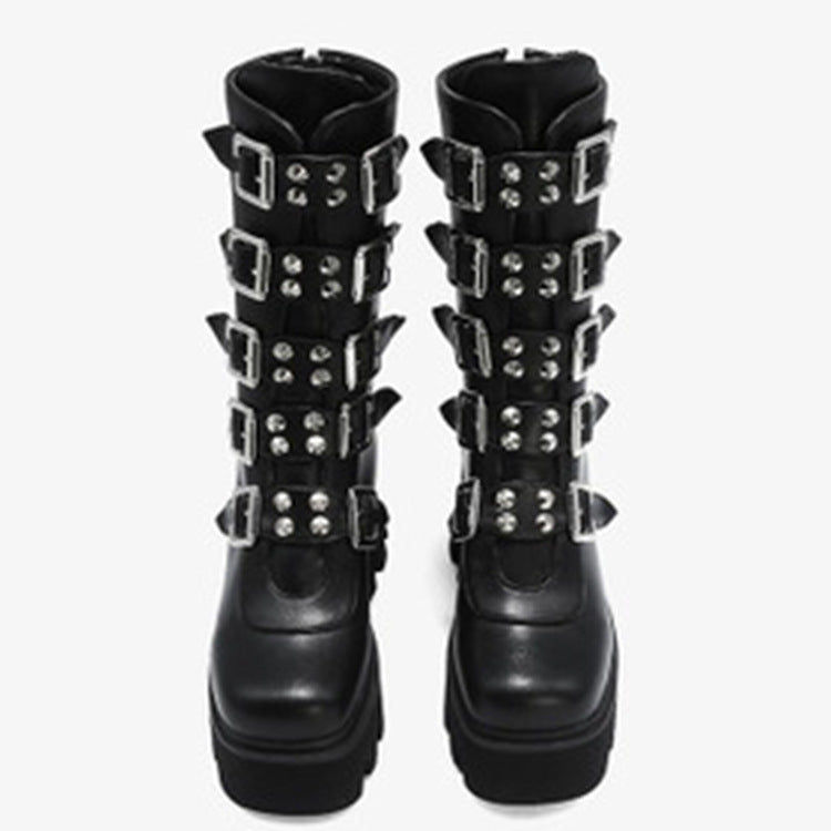 Women's Black Thigh Highs Artificial Platform High Boots