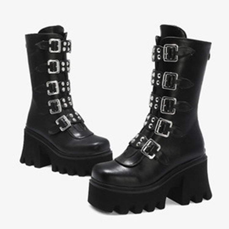 Women's Black Thigh Highs Artificial Platform High Boots