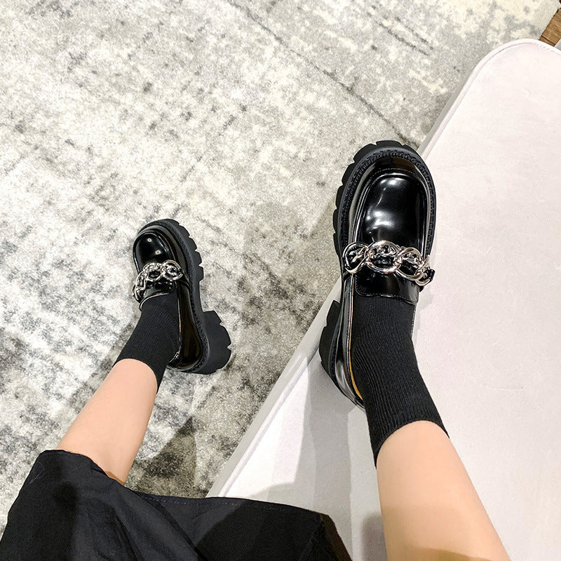 Women's Dark Style Chain Retro Chunky Small Casual Shoes