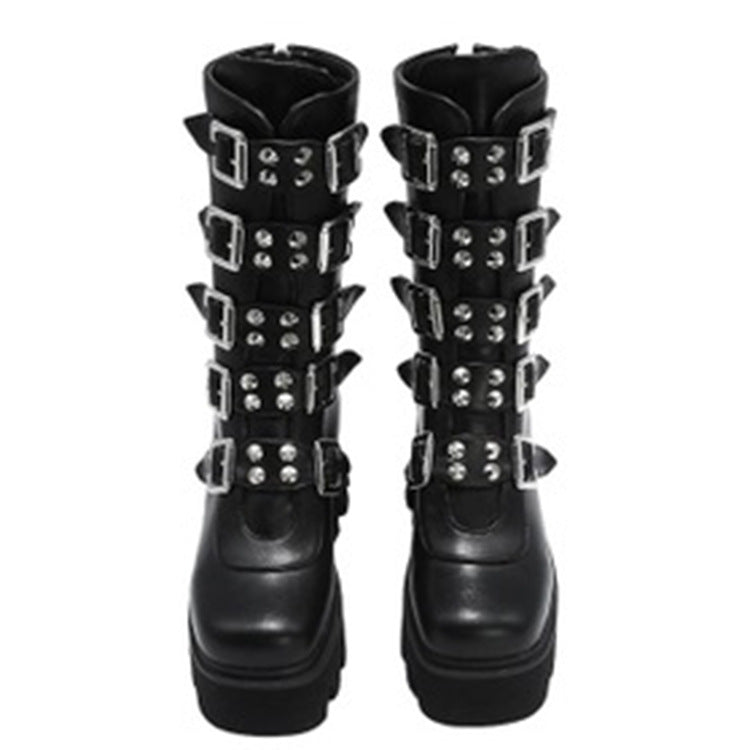Women's Black Thigh Highs Artificial Platform High Boots